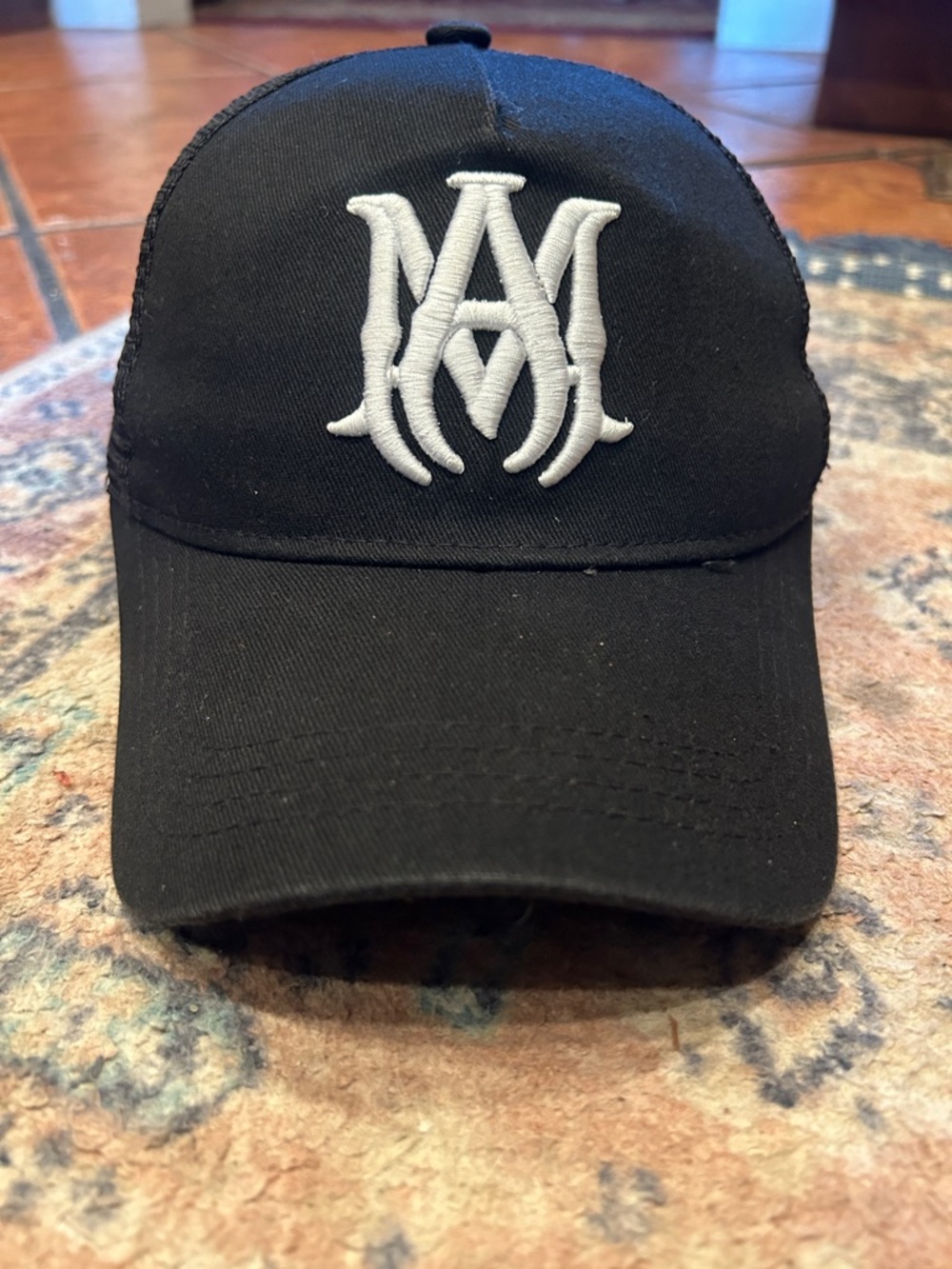 AMIRI Black Baseball Cap with White Interlocking Logo